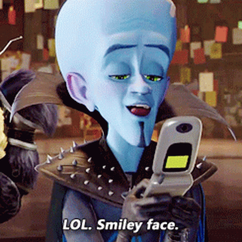 Smiley Face Saying Lol on Cellphone