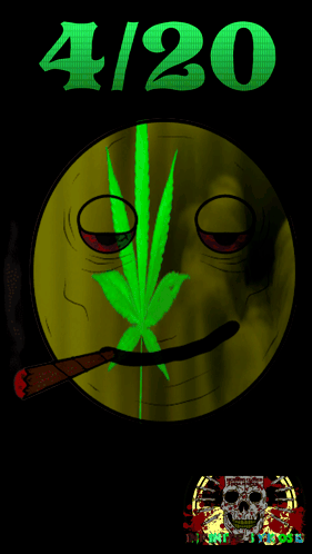 Smiley Face With Marijuana Leaf and 420