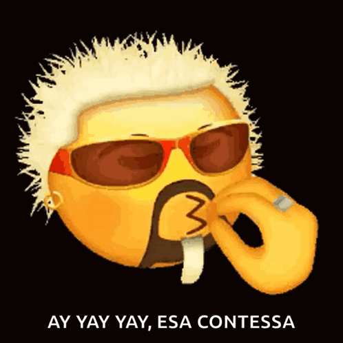 Smiley Face With Sunglasses And Mustache Says Ay Yay Yay Esa Contessa GIF