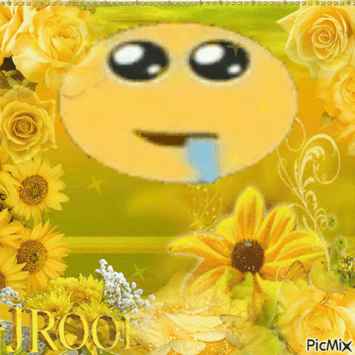 Smiley Face With Yellow Flowers and Jrool