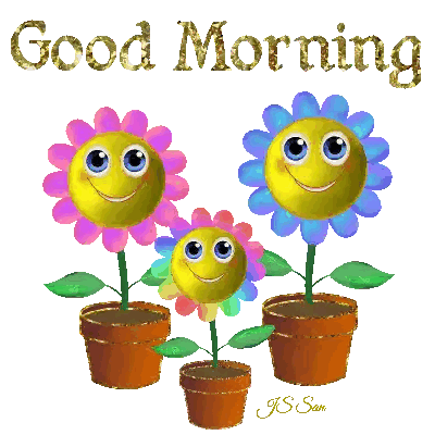 Smiley Flower Pots Good Morning