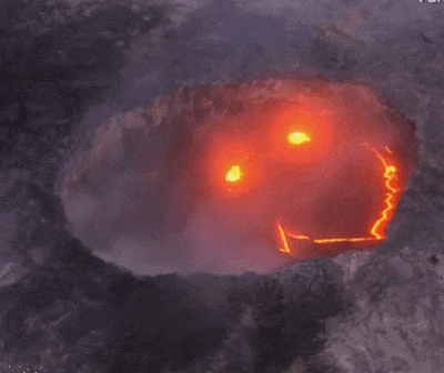 Smiley Girl Lava Volcano GIF