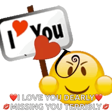 Smiley Holding 'I Love You Dearly Missing You Terribly GIF