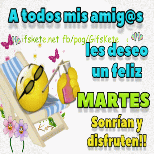 Smiley Laying in Chair a todos mis amigos les deseo un feliz martes sonrian y disfruten