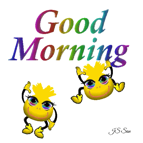 Smiley Saying Good Morning With Rainbow Background
