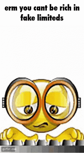 Smiley with Glasses Typing and Saying You Cant Be Rich in Fake Limiteds