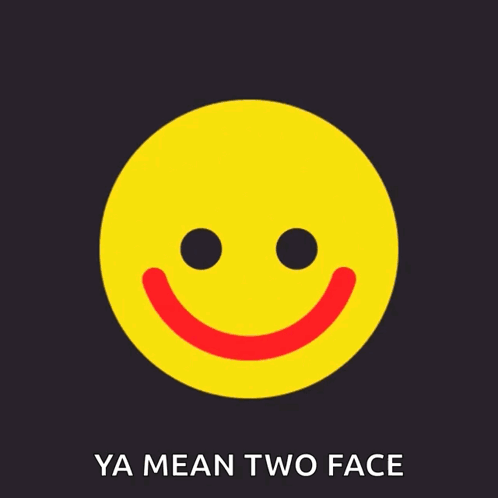 Smiley With Horns Saying Ya Mean Two Face