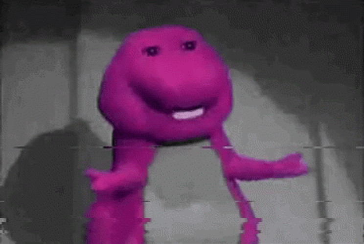 Smiling Barney Glitching GIF