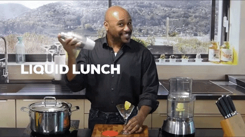 Smiling Bartender Mixing Liquid Lunch GIF