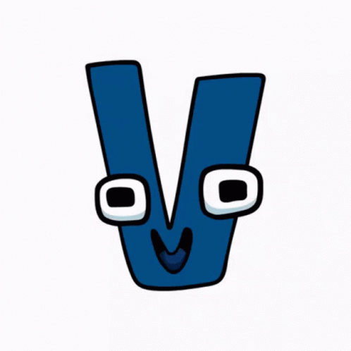 Smiling Blue Letter V