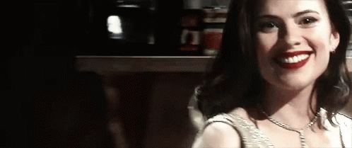 Smiling Brunette Hayley Atwell In White Dress Walking GIF