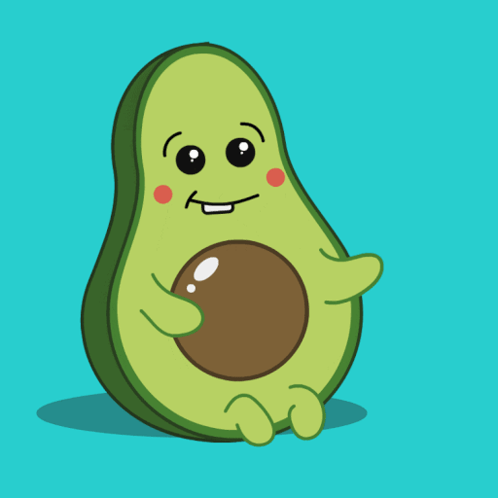 Smiling Cartoon Avocado With Brown Center GIF