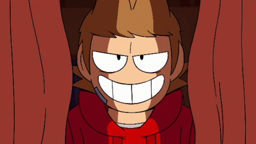 Smiling Cartoon Character Behind Curtain