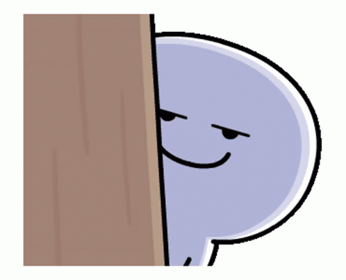 Smiling Cartoon Character Hiding Behind Tree