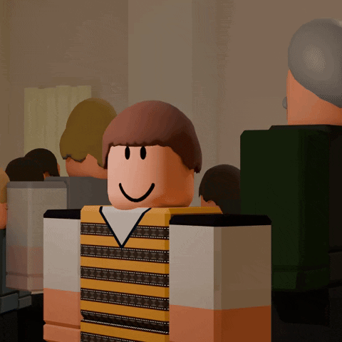 Smiling Cartoon Character in Crowd