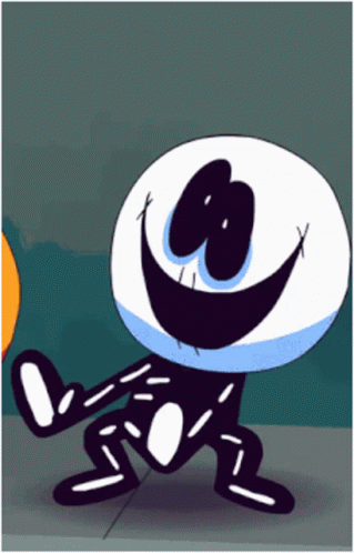 Smiling Cartoon Character Next To Pumpkin GIF