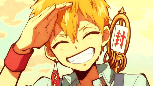 Smiling Cartoon Character With Chinese Symbol GIF
