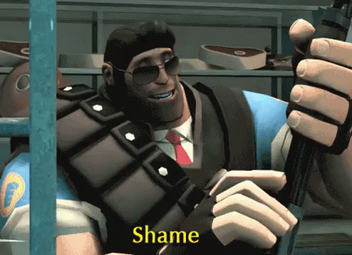 Smiling Cartoon Holding Microphone Saying Shame