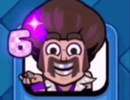 Smiling Cartoon Holding Purple Number Six Ball
