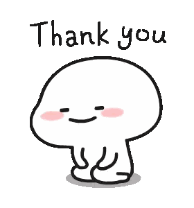 Smiling Cartoon Sitting with Thank You Text