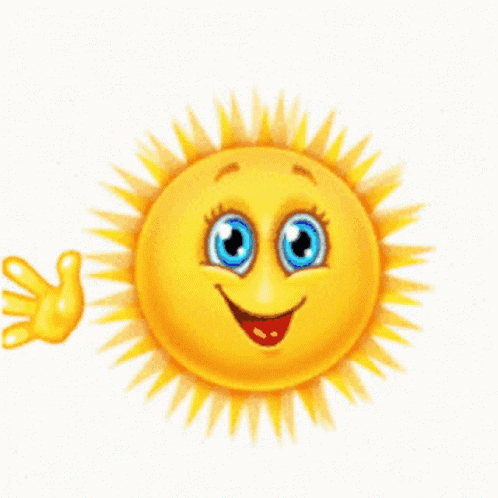Smiling Cartoon Sun Waving