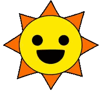 Smiling Cartoon Sun with Orange Rays