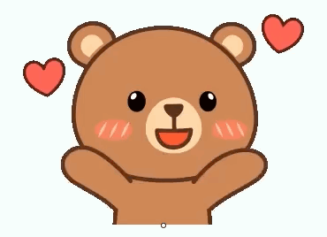 Smiling Cartoon Teddy Bear Surrounded by Hearts