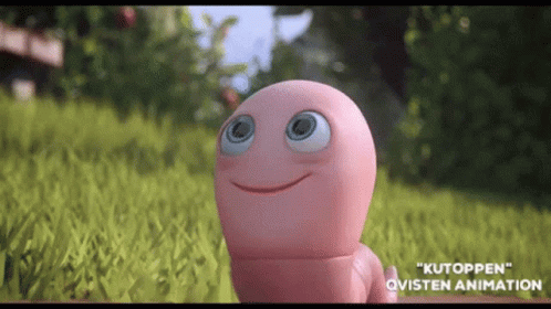 Smiling Cartoon Worm with Big Eyes