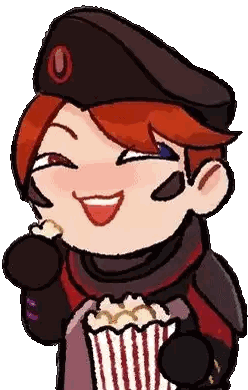Smiling Character Eating Popcorn
