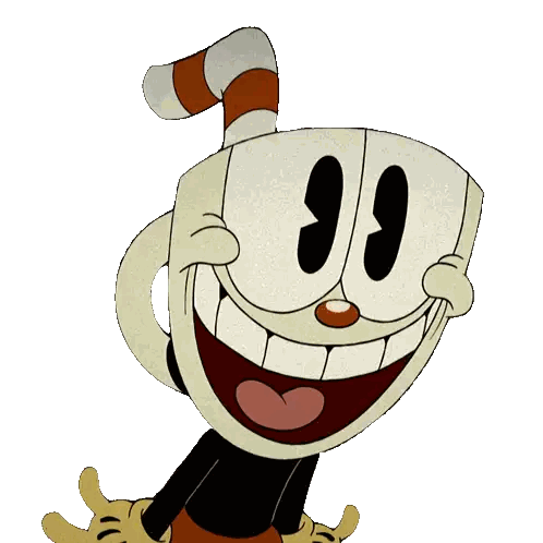Smiling Character with Cup and Cane