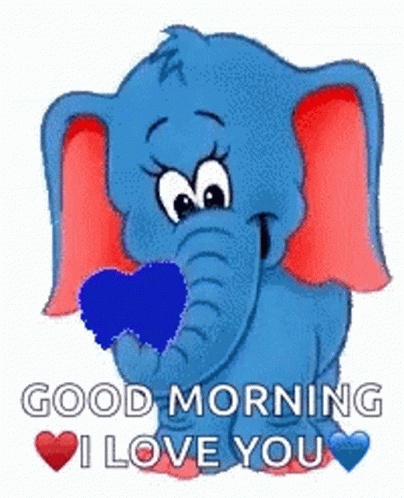 Smiling Elephant With Blue Heart Love Good Morning GIF