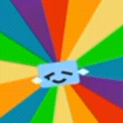 Smiling Face on Rainbow Background