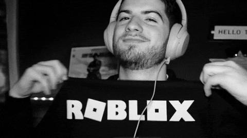 Smiling Gamer Wearing Roblox Tee Meme GIF