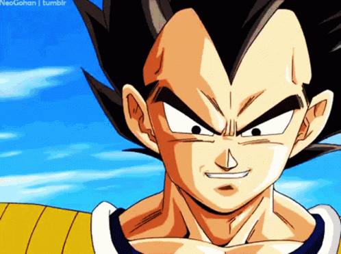 Smiling Goku Vs Vegeta GIF