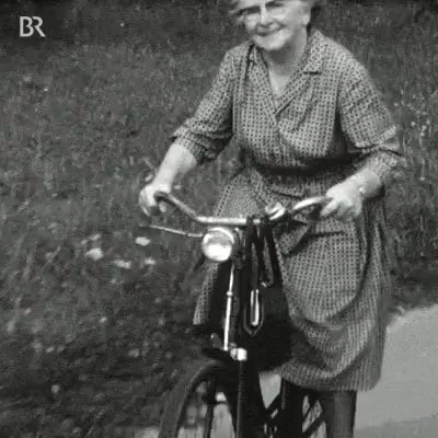 Smiling Grandma Chill Bicycle Riding GIF