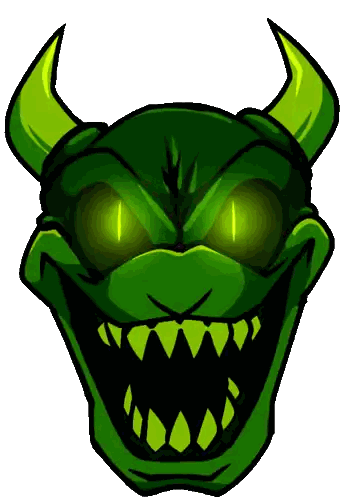 Smiling Green Monster With Horns