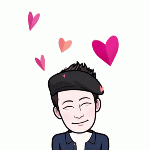 Smiling Guy With Animated Hearts On His Head GIF