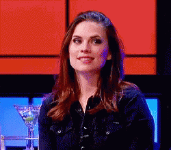 Smiling Hayley Atwell Raise Brows Alternate Left Right GIF