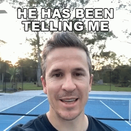 Smiling Man Tennis Court He Has Been Telling Me GIF
