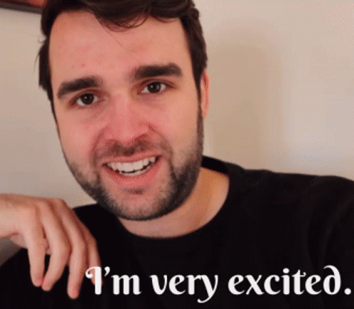 Smiling Man With Beard Saying I'm Very Excited