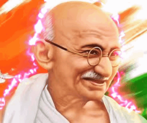 Smiling Man with Glasses and Mustache by Indian Flag