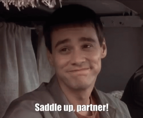 Smiling Man With Saddle Up Partner