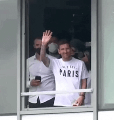 Smiling Messi Waving Hello Fans GIF
