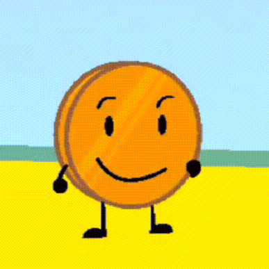 Smiling Orange Coin With Arms and Legs