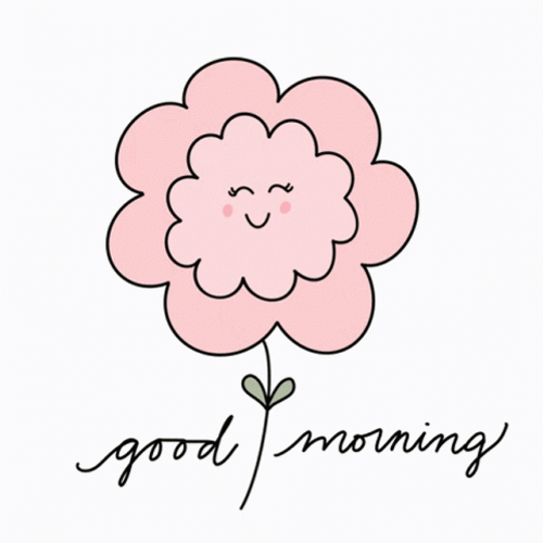 Smiling Pink Flower Good Morning Cartoon GIF