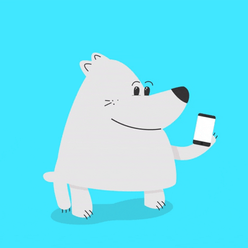 Smiling Polar Bear Using Phone GIF