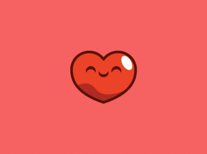 Smiling Red Beating Animated Heart GIF