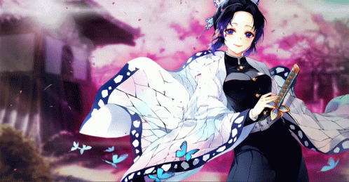 Smiling Shinobu Anime Cherry Blossom GIF