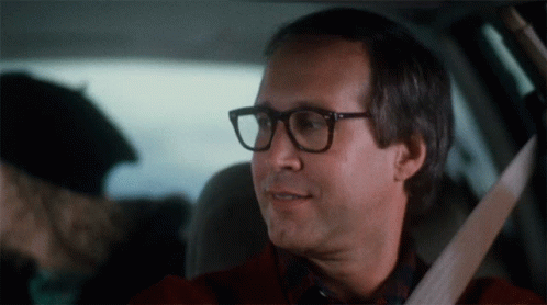 Smiling To Shocked Clark Griswold Christmas Lights GIF