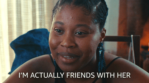 Smiling Woman I'm Actually Friends With Her GIF